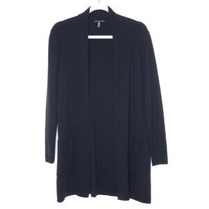 EILEEN FISHER Italian Wool Long Cardigan Open Front Oversized Women's MP Petite
